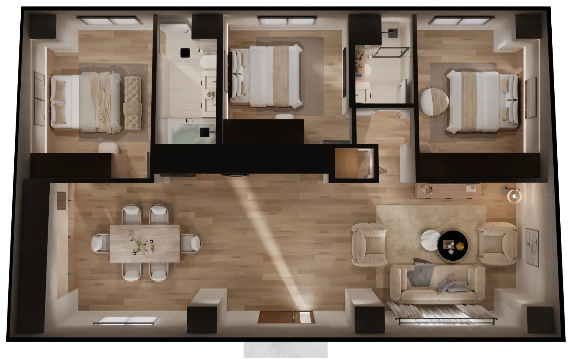 David 1,200 SQFT furnished top down layout