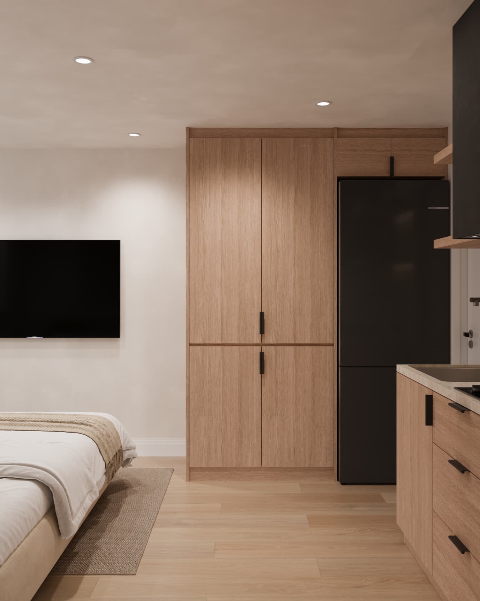 Full height oak joinery.